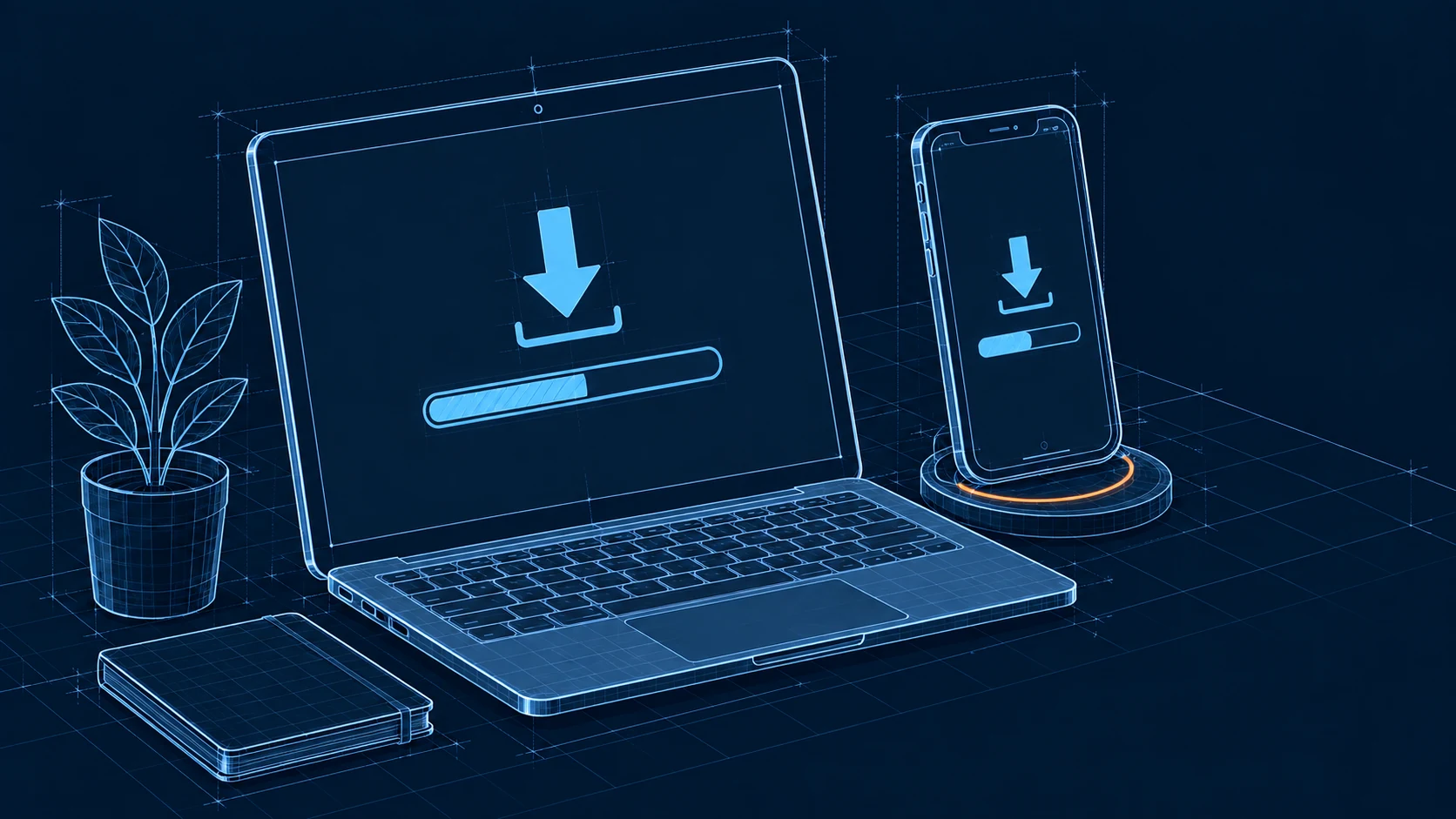 Desktop and phone setup concept