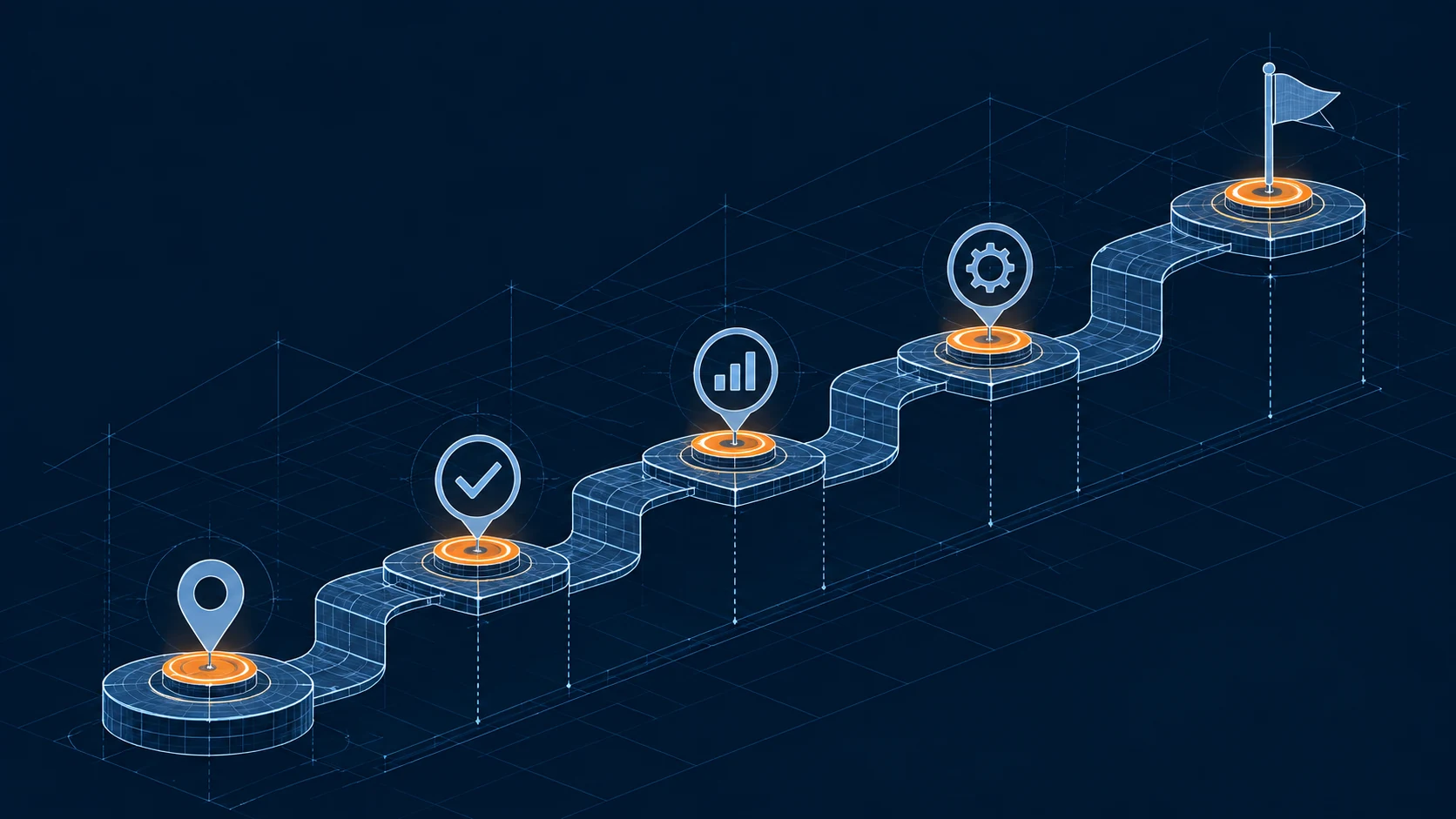 Illustrated path from completed connections toward future milestones